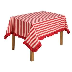 Sainsbury's Home Stripe Ruffle Edge Tablecloth - Pink