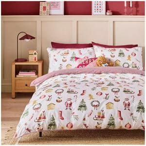 Sainsbury's Home Christmas Icons Bedding Set - Pink