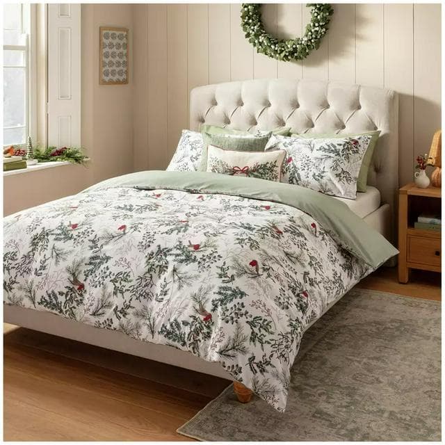 Sainsbury's Home Cotton Christmas Robin Bedding Set - gallery image 2