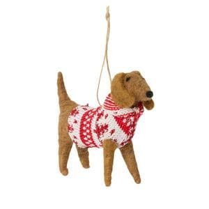 Sainsbury's Home Felt Sausage Dog in Jumper Hanging Decoration