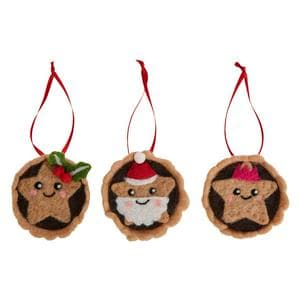 Sainsbury's Home Set of 3 Felt Mince Pies Hanging Decoration