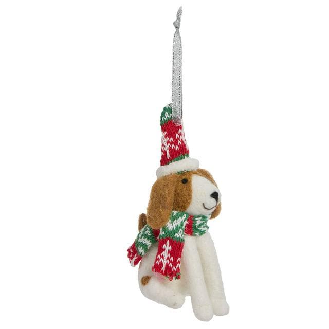 Sainsbury's Home Felt Dog in Scarf & Hat Hanging Decoration - gallery image 1