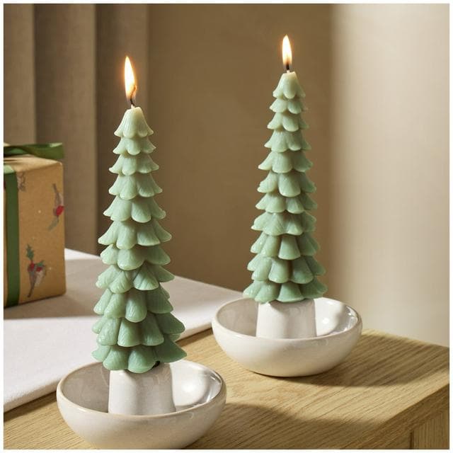 Sainsbury's Home Pack of 2 Christmas Spice Tree Candles - gallery image 1