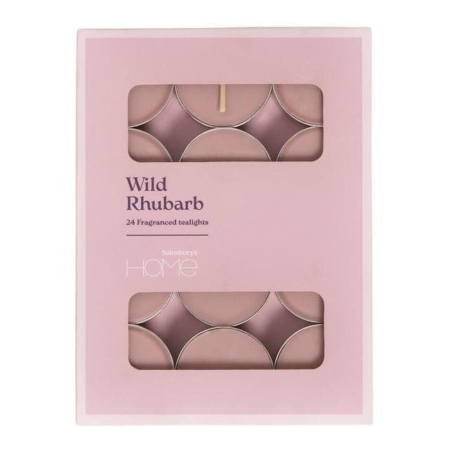 Sainsbury's Home Pack of 24 Tealights - Wild Rhubarb - gallery image 1