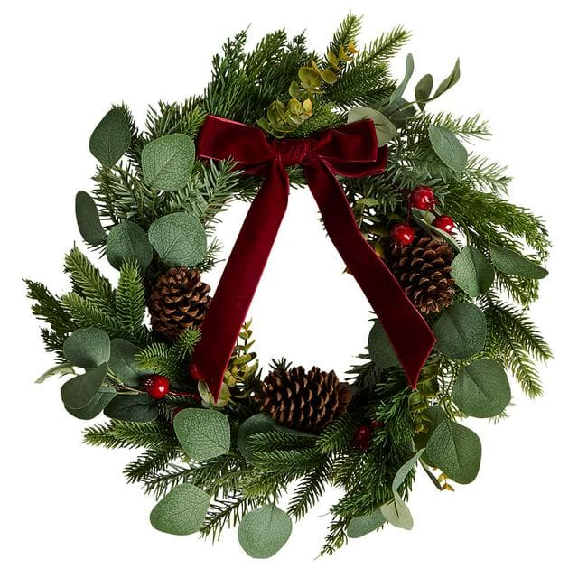 SAL Gifting Classic Bow Foliage Wreath - 20inch - gallery image 1