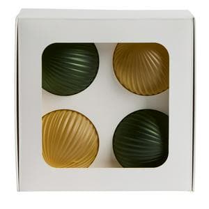 Sainsbury's Home Pack of 4 Ribbed Coloured Shatterproof Baubles