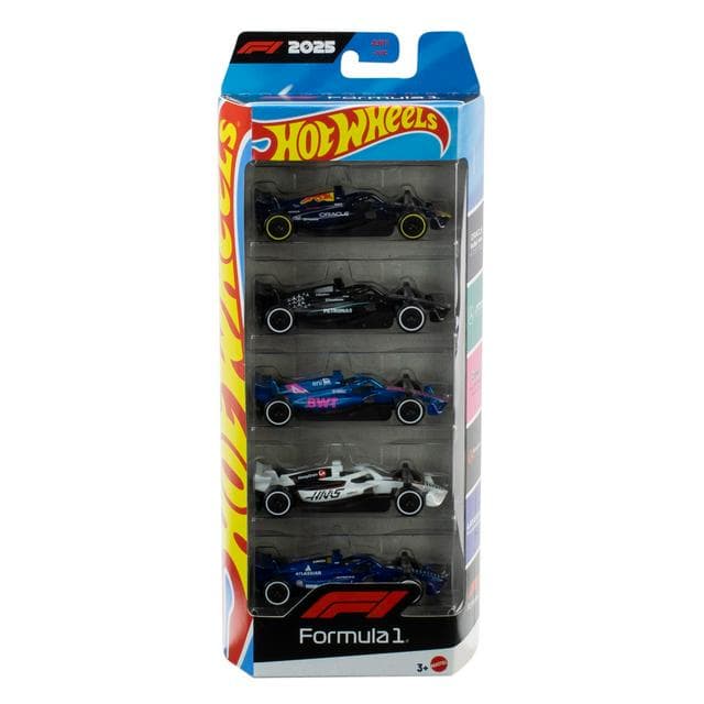 Hot Wheels Pack of 5 Basic Formula 1 Cars - gallery image 1