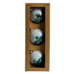 Sainsbury's Home Pack of 3 White Dipped Gold & Blue Baubles