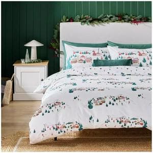 Sainsbury's Home Christmas Ski Scene Bedding Set - White