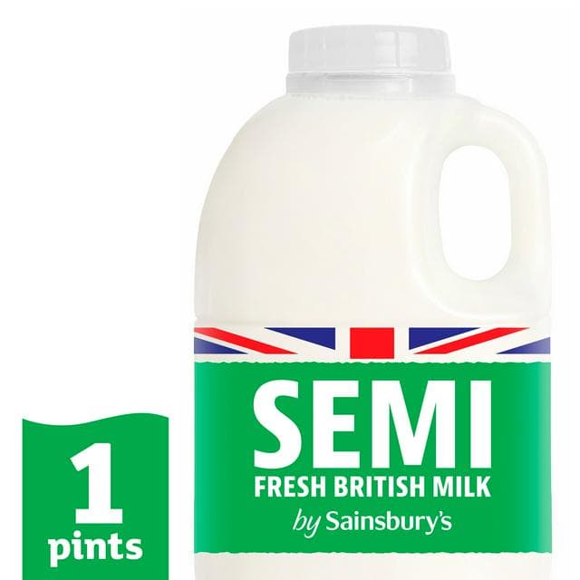 Sainsbury's British Semi Skimmed Milk 1 Pint - gallery image 1