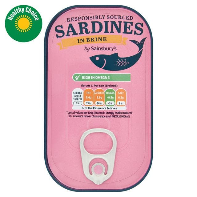 Sainsbury's Sardines in Brine 120g (90g*) - gallery image 1
