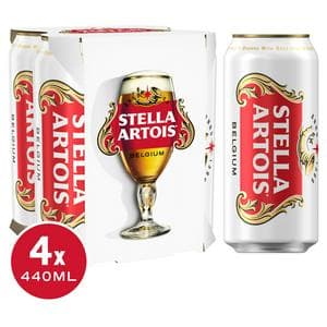 Stella Artois Premium Lager Beer Cans 4x440ml