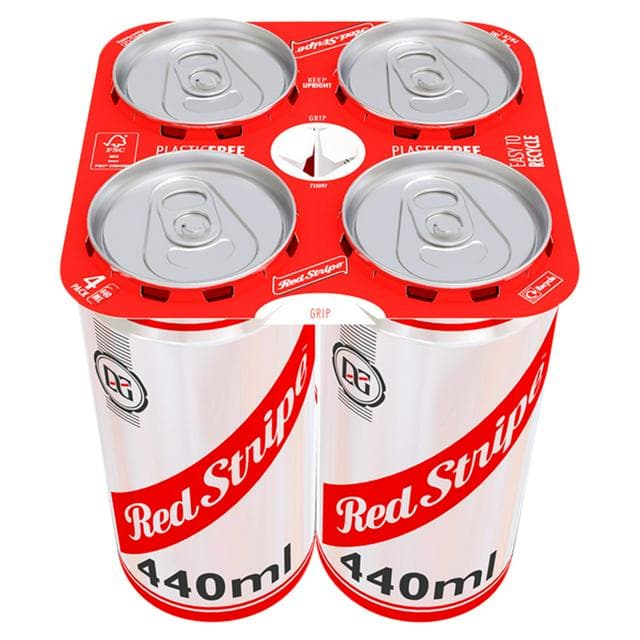 Red Stripe 4 x 440ml Jamaica Lager Beer Cans - gallery image 1
