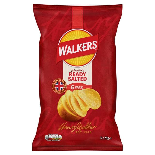 Walkers Ready Salted Multipack Crisps 6x25g - gallery image 1