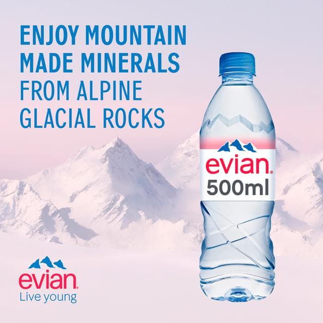 Evian Natural Bottled Mineral Still Water 6x500ml - gallery image 2