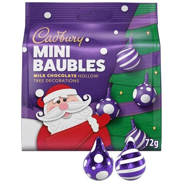 Cadbury Mini Baubles 72g Chocolate Tree Bauble Decorations Bag - gallery image 1