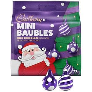 Cadbury Mini Baubles 72g Chocolate Tree Bauble Decorations Bag