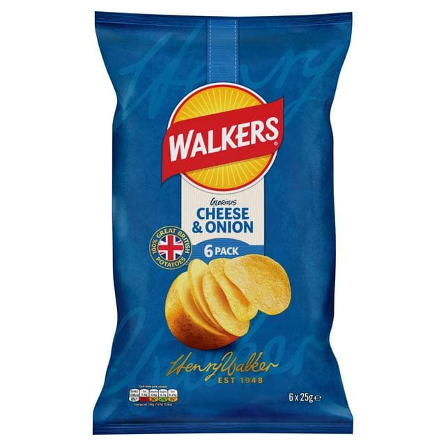Walkers Cheese & Onion Multipack Crisps 6x25g - gallery image 1