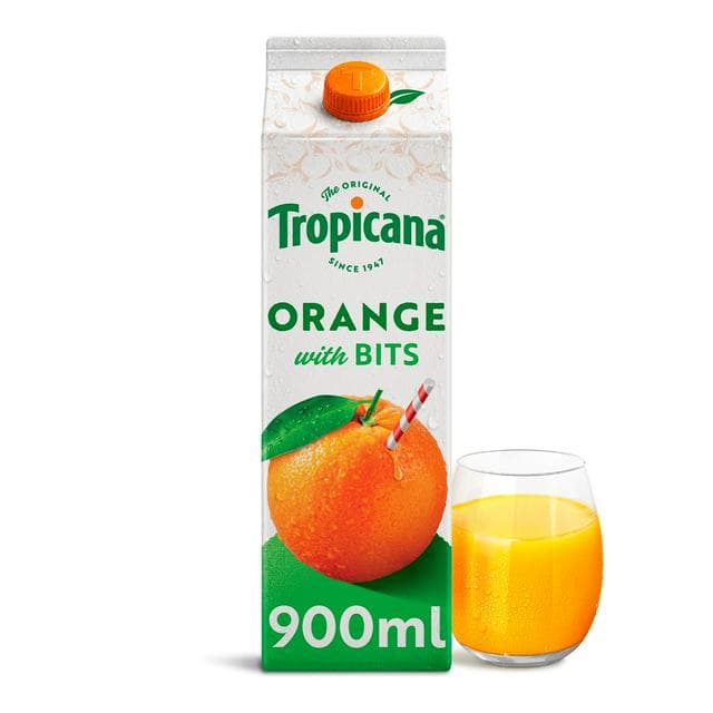 Tropicana Original Orange with Bits Fruit Juice 900ml - gallery image 1