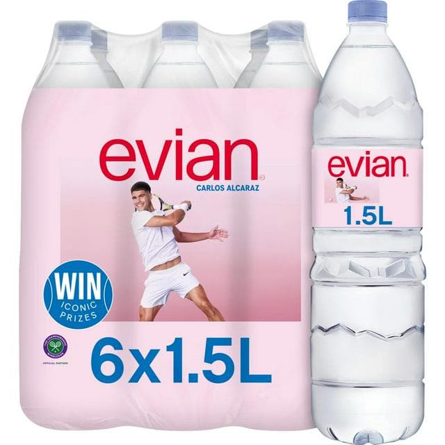 Evian Natural Bottled Mineral Still Water 6x1.5L - gallery image 1
