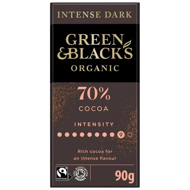 Green & Black's 90g Organic 70% Dark Chocolate Bar - gallery image 1