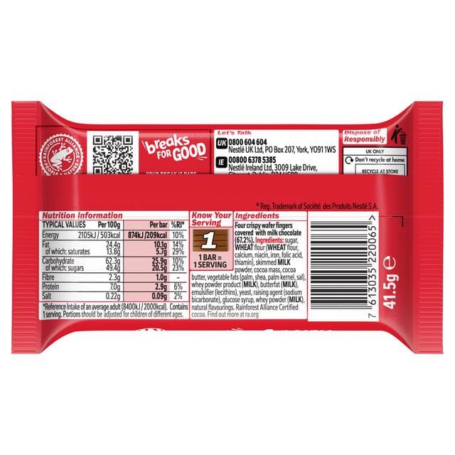 KitKat 4 Finger Milk Chocolate Bar 41.5g - gallery image 3