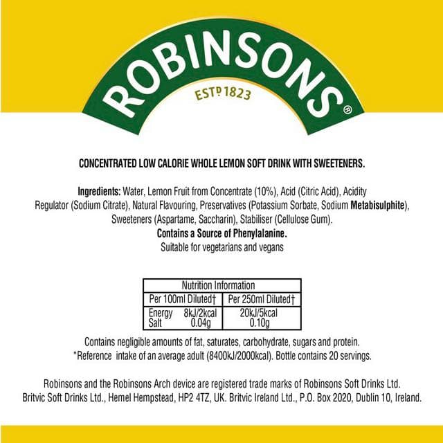 Robinsons Lemon Squash No Added Sugar 1L - gallery image 4