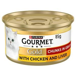 Gourmet Gold Chunks in Gravy Chicken & Liver Wet Cat Food 85g