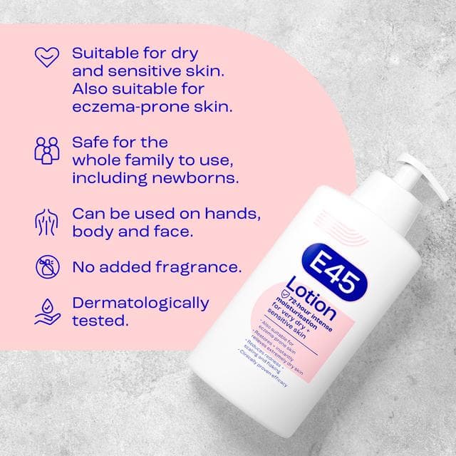 E45 Moisturiser Body Lotion for Very Dry Skin 500ml - gallery image 2