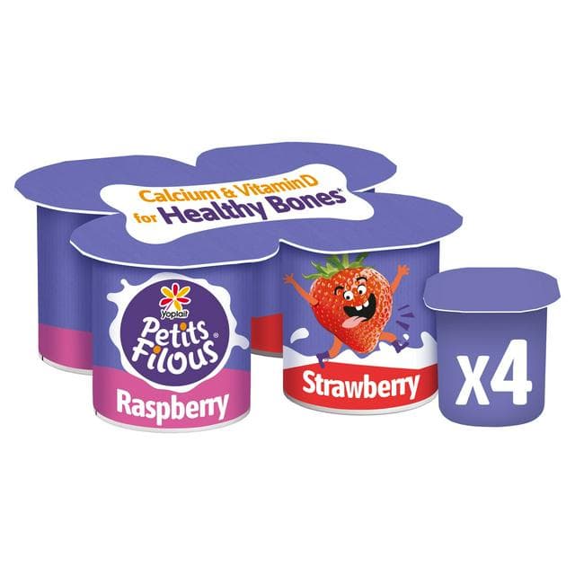 Petits Filous Kids Strawberry & Raspberry Yoghurt 4x85g - gallery image 1