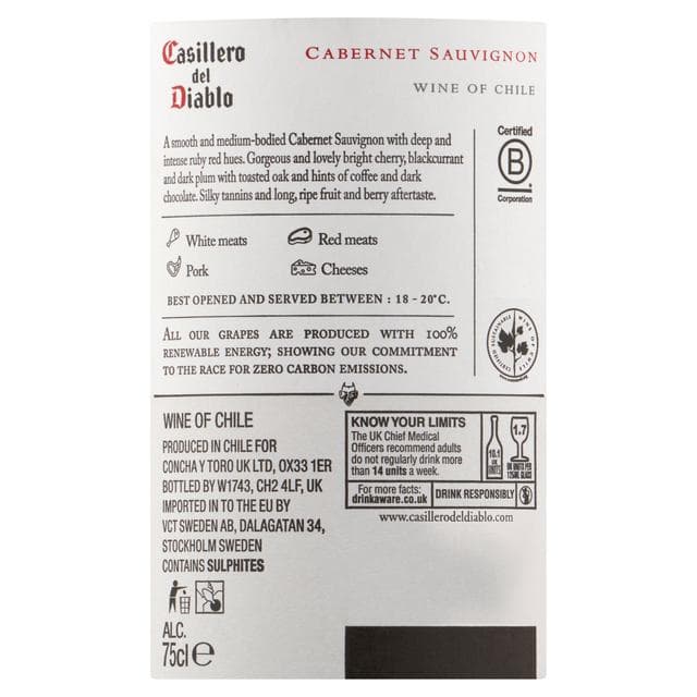 Casillero Del Diablo Cabernet Sauvignon Red Wine 75cl - gallery image 4