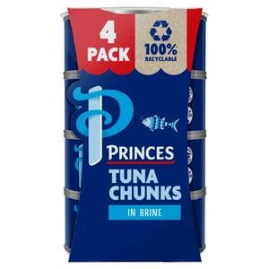 Princes 4x145g in Brine Tuna Chunks (4x102g Drained)
