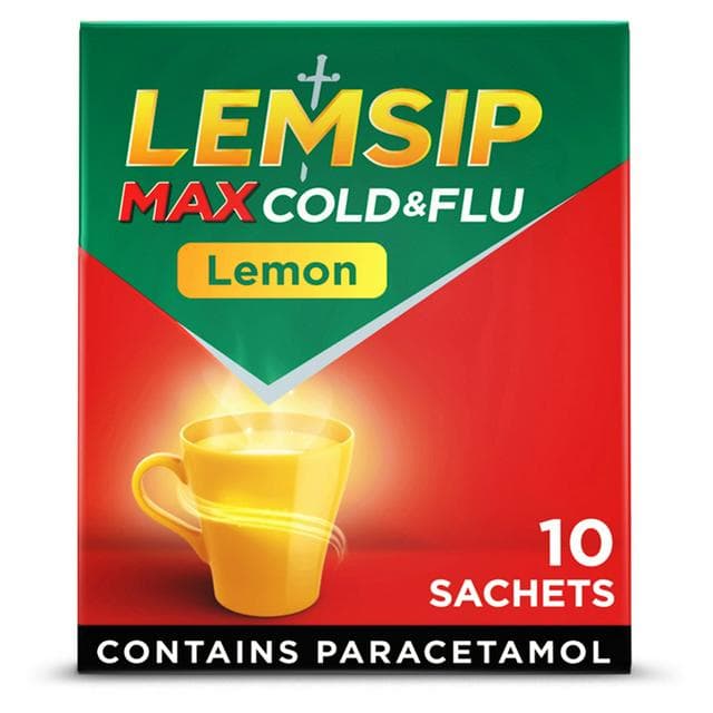 Lemsip 10 Lemon Max Cold & Flu Remedy Sachets - gallery image 1