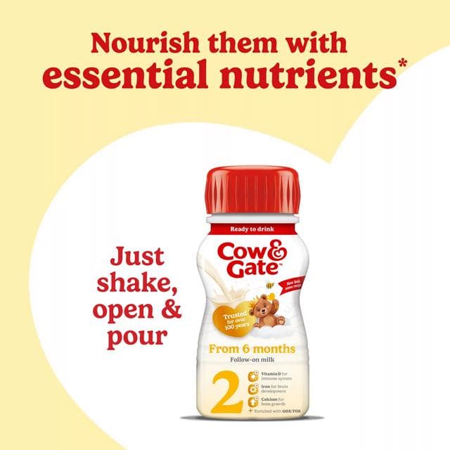 Cow & Gate 2 Follow On Baby Milk Formula Liquid From 6-12 Months To Feed 200ml - gallery image 2