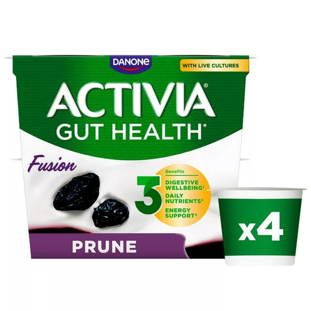 Activia Fusions Prune Gut Health Fruit Yoghurt Multipack 4 x 120g - gallery image 1