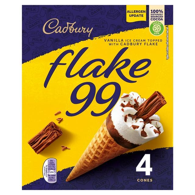 Cadbury Flake 99 Ice Cream Cones x4 125ml - gallery image 1