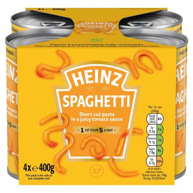 Heinz Spaghetti In Tomato Sauce 4x400g - gallery image 2