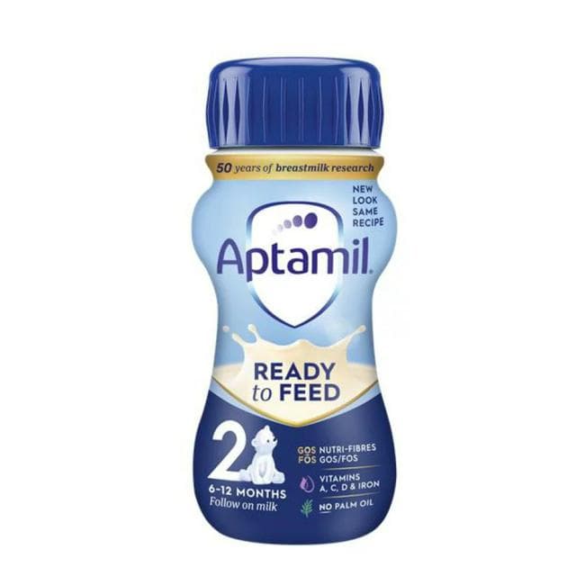 Aptamil 2 Follow On Baby Milk Formula Liquid 6-12 Months Ready To Feed 200ml - gallery image 1