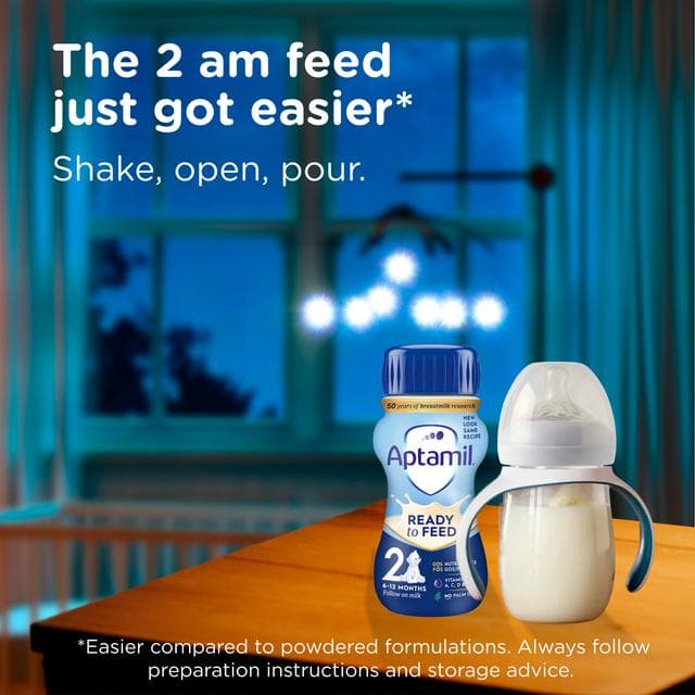 Aptamil 2 Follow On Baby Milk Formula Liquid 6-12 Months Ready To Feed 200ml - gallery image 3