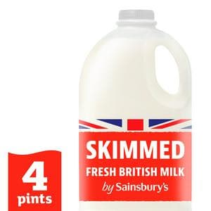 Sainsbury's British Skimmed Milk 2.27L (4 pint)