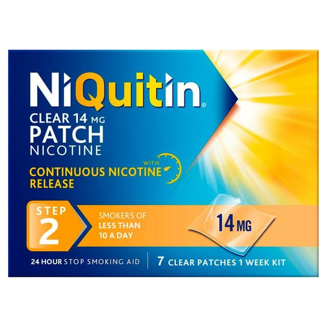 NiQuitin Clear Patch Step 2 Quit Smoking Aid - 7 Nicotine Patches for 1 Weeks Treatment 14mg - gallery image 1