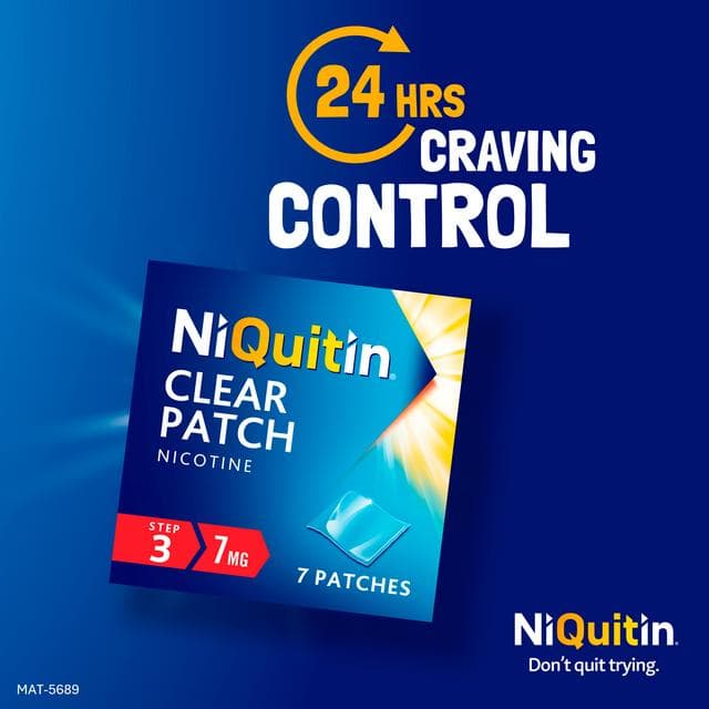 NiQuitin Clear Patch Step 3 Quit Smoking Aid - 7 Nicotine Patches for 1 Weeks Treatment 7mg - gallery image 3