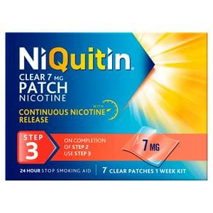NiQuitin Clear Patch Step 3 Quit Smoking Aid - 7 Nicotine Patches for 1 Weeks Treatment 7mg