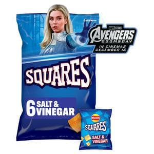 Walkers Squares Salt & Vinegar Multipack CrispsSnacks 6x22g