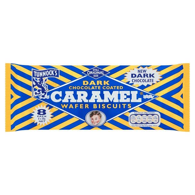 Tunnock's Dark Chocolate Caramel Wafers 8x30g - gallery image 1