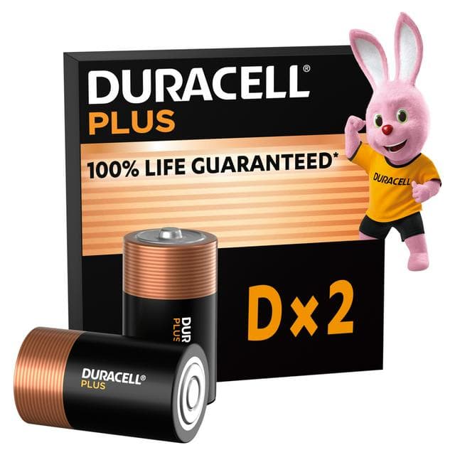 Duracell Plus Alkaline D Batteries, pack of 2 - gallery image 1