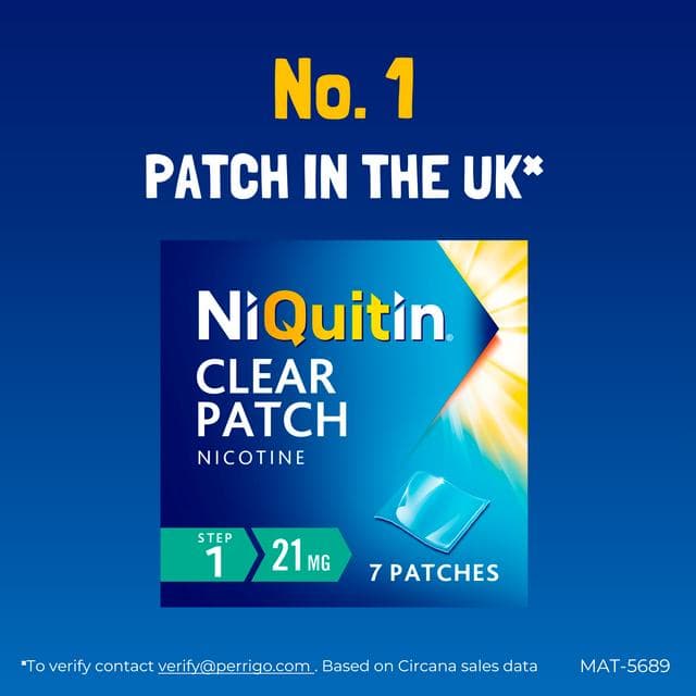 NiQuitin Clear Patch Step 1 Quit Smoking Aid - 7 Nicotine Patches for 1 Weeks Treatment 21mg - gallery image 4
