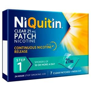 NiQuitin Clear Patch Step 1 Quit Smoking Aid - 7 Nicotine Patches for 1 Weeks Treatment 21mg