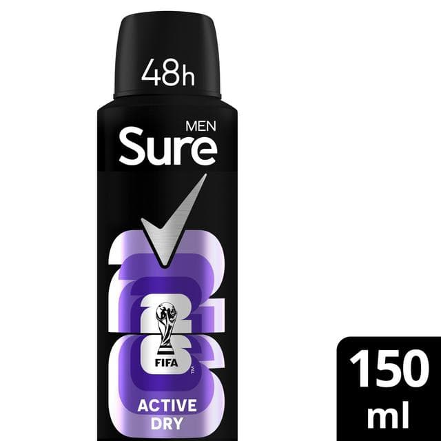 Sure 48hr Men Active Dry Antiperspirant Deodorant Aerosol 150ml - gallery image 1
