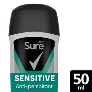 Sure Men Antiperspirant Stick Deodorant, Sensitive 50ml
